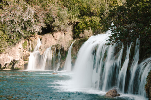 Beautiful waterfall in Krka National Park in Croatia