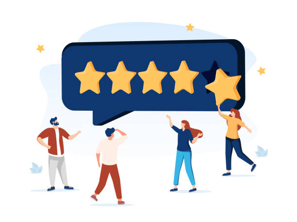 People Characters Giving Five Star Feedback. Clients Choosing Satisfaction Rating and Leaving Positive Review. Customer People Characters Giving Five Star Feedback. Clients Choosing Satisfaction Rating and Leaving Positive Review. Customer Service and User Experience Concept. Flat Isometric Vector Illustration. first class stock illustrations