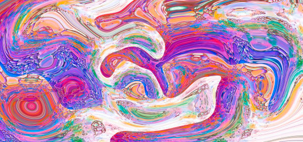 istock Trendy rainbow stains of different shapes and sizes 1300698717