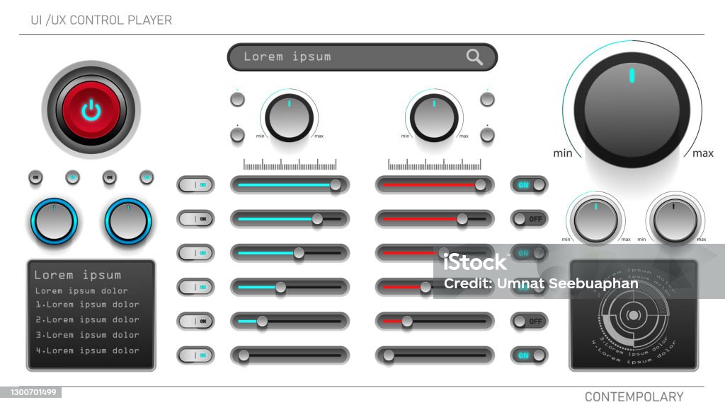 User Interface Elements For Control Playerui Ux Design Kit Rotary ...