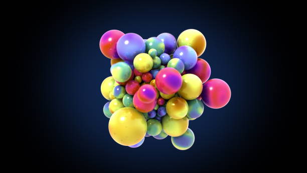 istock Btight colorful abstract minimal 3D abstract illustration with sticky magnetic spheres or balls 1300703480
