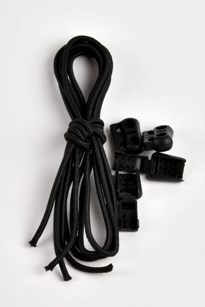 istock Elastic shoe laces in a skein on a white background. Close-up. 1300709886