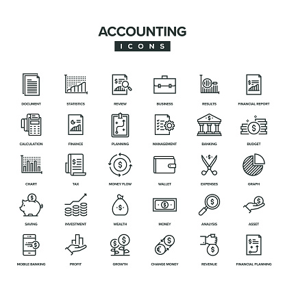Accounting Line Icon Set
