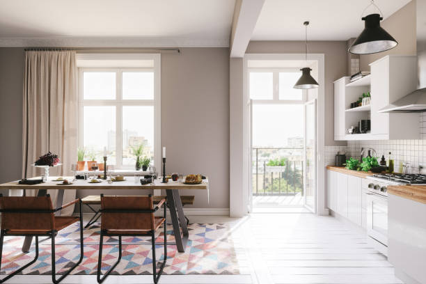 istock Scandinavian Kitchen And Dining Room Interior 1300712581