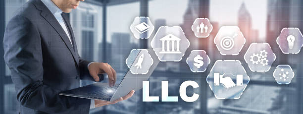 istock Limited Liability Company concept. Businessman touched LLC on virtual screen. 1300713342