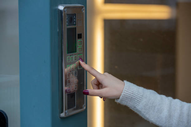 istock Finger press the password to open the home door 1300714295