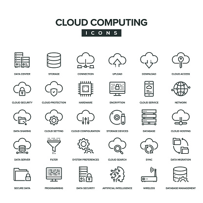 Cloud Computing Line Icon Set