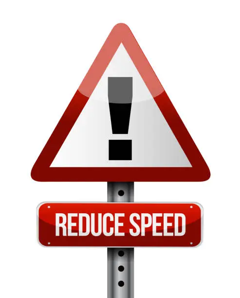 Vector illustration of Reduce speed road sign illustration design