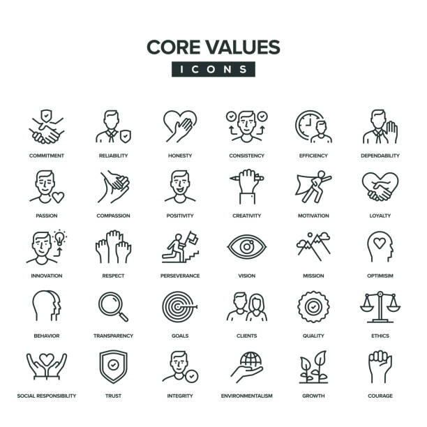 Core Values Line Icon Set Core Values Line Icon Set transparency stock illustrations