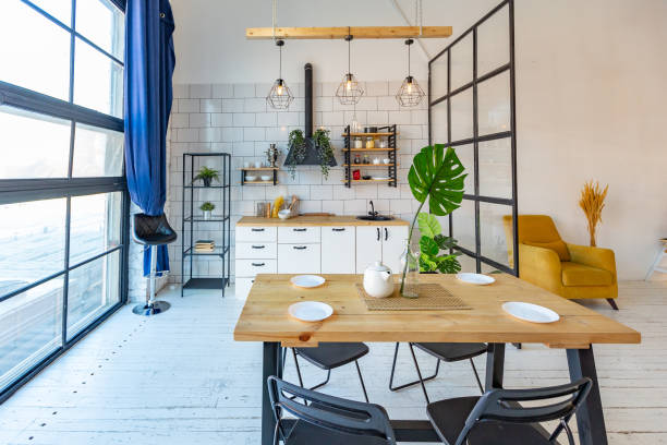 istock luxury modern design of a cozy small Scandinavian-style studio apartment 1300715807