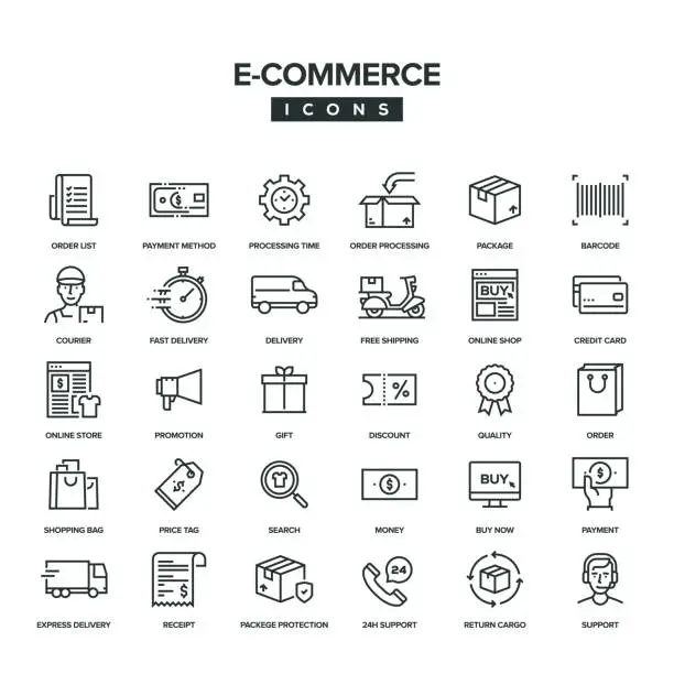 Vector illustration of E-Commerce Line Icon Set