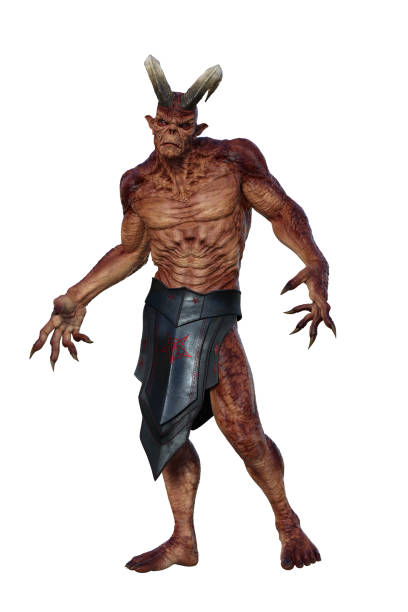 Demon standing and looking straight ahead. 3d render isolated on a white background.