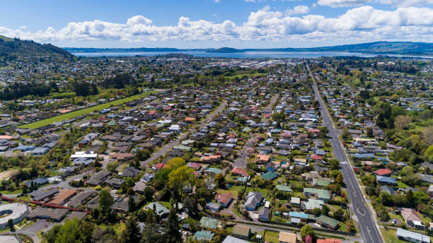 New Zealand Aerial View Rotorua aerial view rotorua stock pictures, royalty-free photos & images