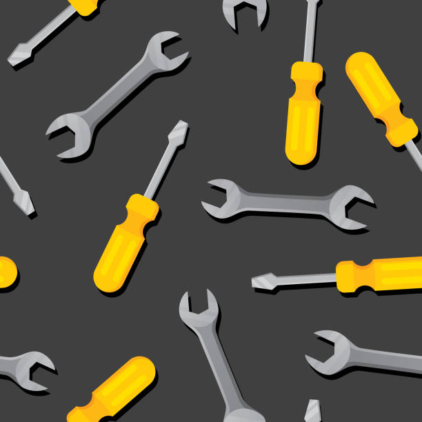 illustrations, cliparts, dessins animés et icônes de wrench et screwdriver pattern plat - mechanic backgrounds vector home improvement