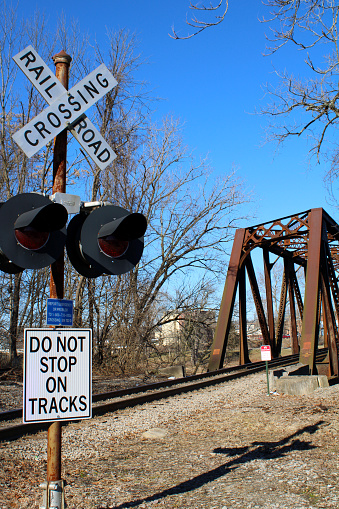 Zanesville, Ohio United States - railroad crossing signal