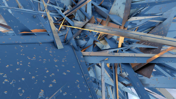 heavy metal background sharp edges iron chaos disorder 3D illustration