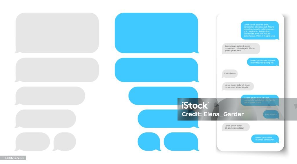 Пузыри сообщений. Текстовый шарик на дисплее телефона. Шаблон векторного дизайна для чата-мессенджера - Векторная графика Выносная цитатная рамка роялти-фри