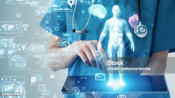 Medical Technology Concept Remote Medicine Electronic Medical Record Stock Photo - Download Image Now