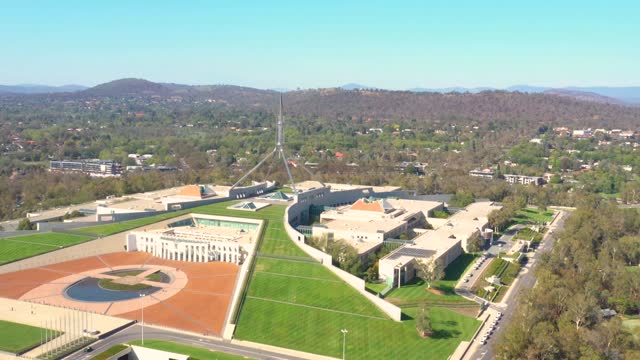 Aerial view of Australian Parliament House in Canberra, Australia