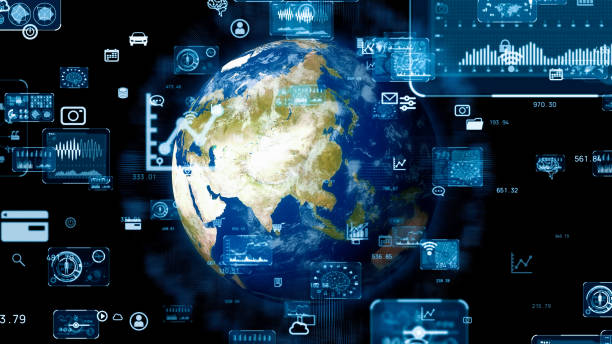 istock Global communication network concept. Planet earth in cyberspace. Elements of this image furnished by NASA. 3D rendering. 1300754564