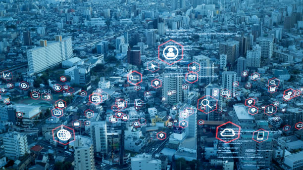 istock Smart city and communication network concept. 5G. IoT (Internet of Things). Telecommunication. 1300754625