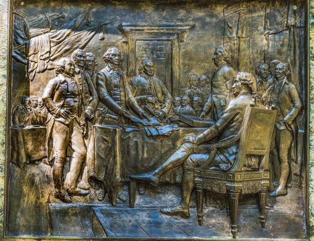 Benjamin Franklin Declaration Independence Statue Boston  Massachusetts Benjamin Franklin Statue Boston Massachusetts. Bronze Franklin at Declaration of Independence,  Boston Latin School where Franklin student. Statue created 1865 by Richard Greenough founder stock pictures, royalty-free photos & images
