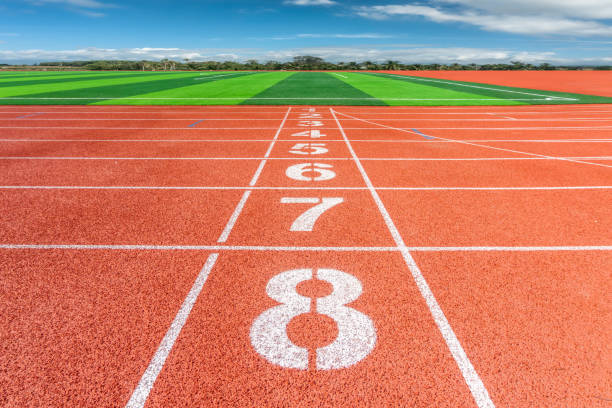 istock Modern campus sports circular plastic track 1300758642