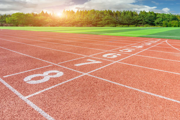 istock Modern campus sports circular plastic track 1300759611