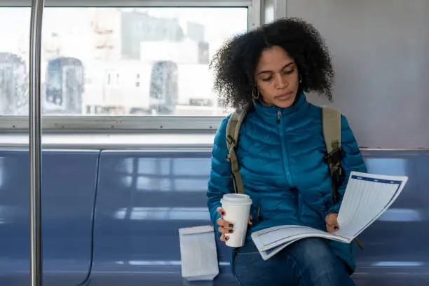 Student going on public transport to college