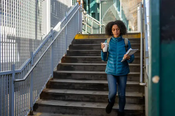 Student going on public transport to college