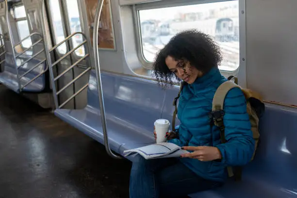 Student going on public transport to college