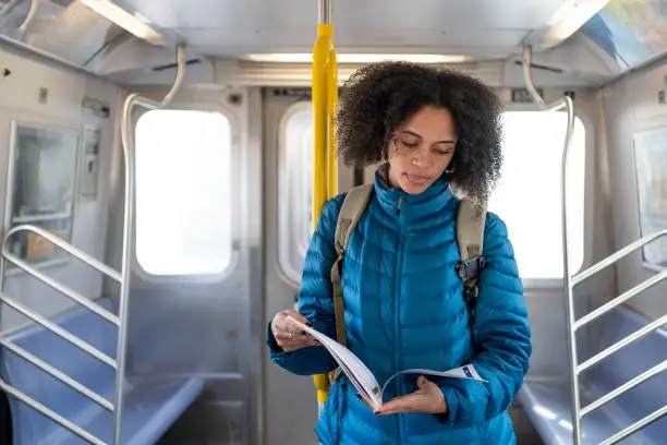 Student going on public transport to college