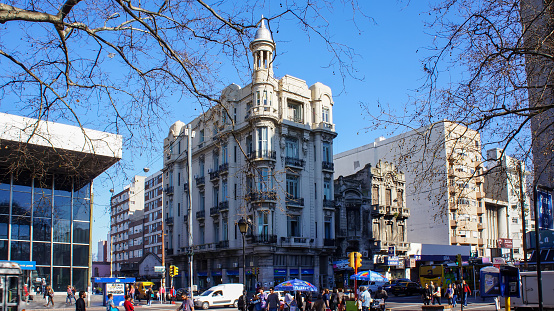 Montevideo, Uruguay-18 June, 2020: City streets in Montevideo downtown and historic center