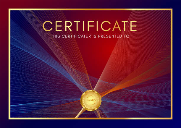 Blue and red background for Diploma, deed, certificate of appreciation, achievement, attendance, award plaque design, employee of month