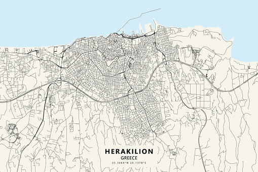 Heraklion, Crete, Greece Vector Map