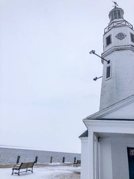 istock Beautiful white lighthouse in Neenah, Wisconsin 1300764175