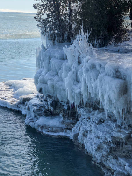 istock Icy rocks at Cave Point in Wisconsin 1300764194