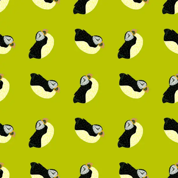 Vector illustration of Black colored fuggin funny ornament seamless pattern in hand drawn style. Green bright background.