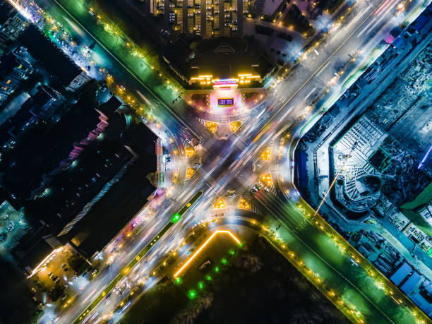 istock Drone Point of View Sreet Crossroad 1300768157