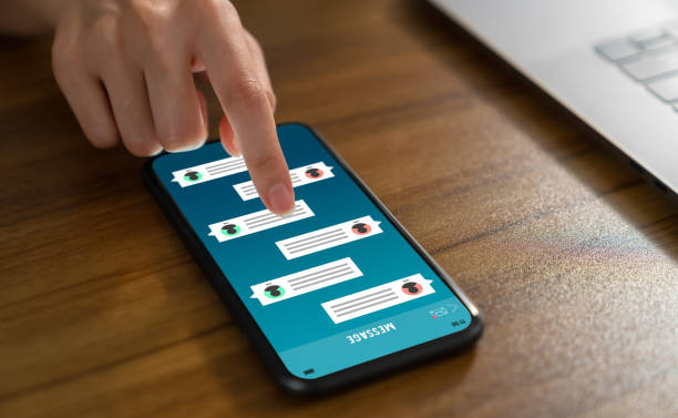istock Hand touching on smartphone and show screen new chat messages notification. Concept social network. 1300769745