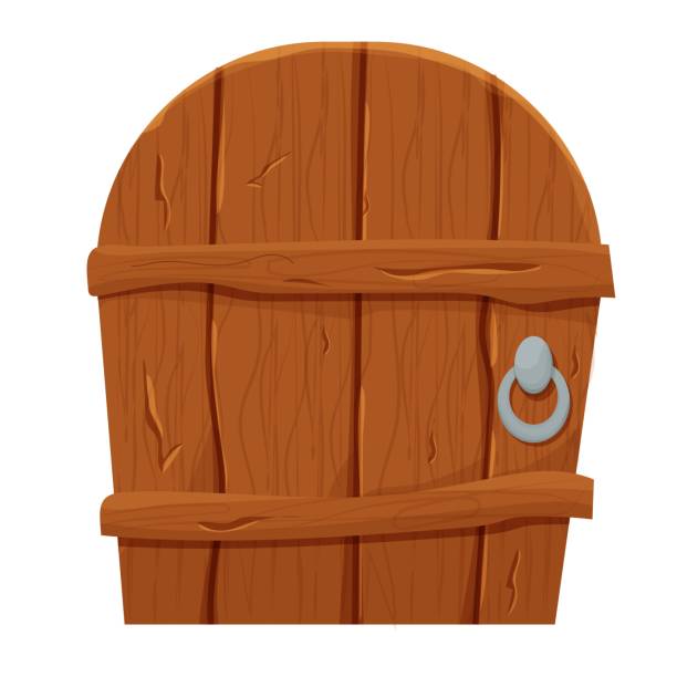 Wooden Door In Cartoon Style Comic Isolated On White Background Fantasy  Entrance Outdoor Interior Mediaeval Or Fairy Element Ui Game Assets Stock  Illustration - Download Image Now - iStock