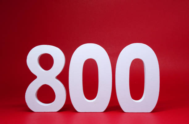 istock Number 800 ( Eight hundred ) Isolated red  Background with Copy Space -  800% Percentage or Promotion - Discount or anniversary subscribe concept 1300772551