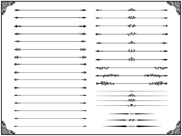 ilustrações de stock, clip art, desenhos animados e ícones de european classic spear shaped divider decoration set - decorating
