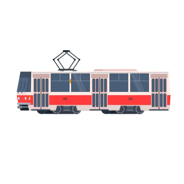 Vector illustration of Tram. Electric transportn