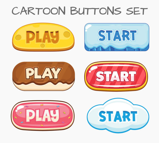 Cartoon Button Set Game Pack Gui Element For Mobile Gamecartoon Buttons Set  Game Gui Elements For Mobile Games Stock Illustration - Download Image Now  - iStock