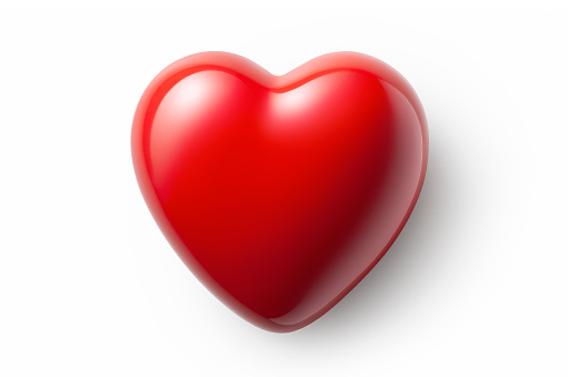 Porcelain heart isolated on a white background. Photo with clipping path for Valentine's Day.