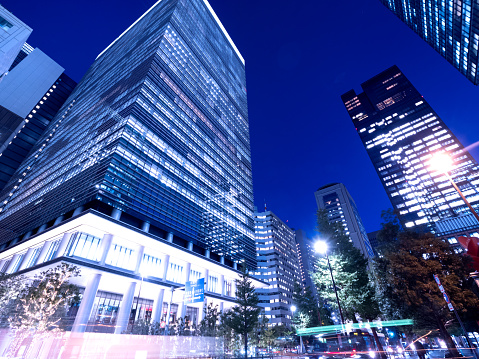 An office building district in Otemachi, Tokyo. Taken in Chiyoda-ku, Tokyo in November 2020.