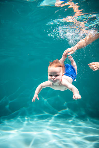 istock Cute Kid Dives in the Pool. Copy Space 1300786473
