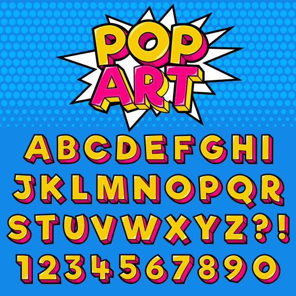 Letter Alphabet With Numbers Pop Art Style Design Letter Alphabet With Numbers Pop Art Style Design pop art stock illustrations