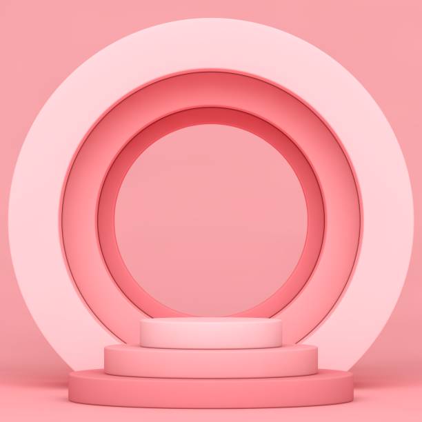 istock Pink podium and minimal abstract background, 3d rendering geometric shape, Stage for awards on website in modern. Empty product stand. 1300789200